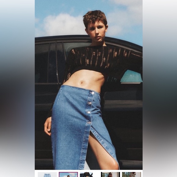 Zara side buttons denim skirt - Picture 2 of 8